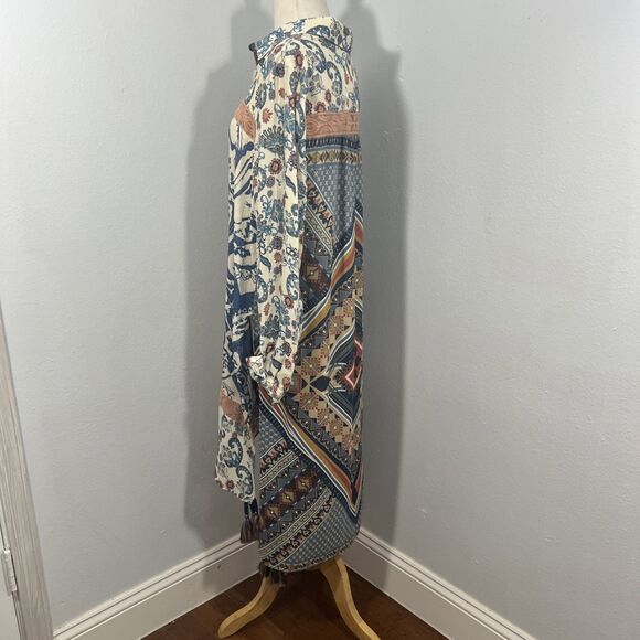 Vincente‎ Blouse Womens M Multi Paisley Beachy Resort Wear Boho Tunic - Picture 2 of 10